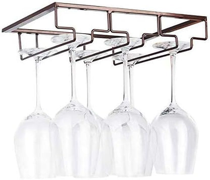 Wine Glass Rack - Under Cabinet Stemware Wine Glass Holder Glasses Storage Hanger Metal Organizer