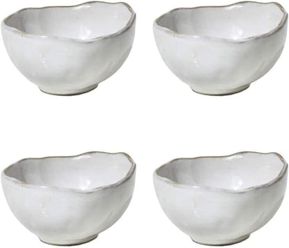 Serene Spaces Living Set of 4 Extra Small Free-Form Edge Glazed Ceramic Bowl, Centerpiece for