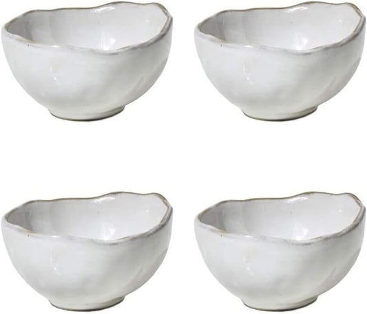 Serene Spaces Living Set of 4 Extra Small Free-Form Edge Glazed Ceramic Bowl, Centerpiece for