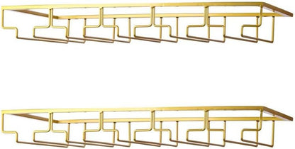 Wine Glass Rack - Under Cabinet Stemware Wine Glass Holder Glasses Storage Hanger 2 Pack Metal