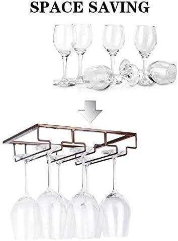 Wine Glass Rack - Under Cabinet Stemware Wine Glass Holder Glasses Storage Hanger Metal Organizer