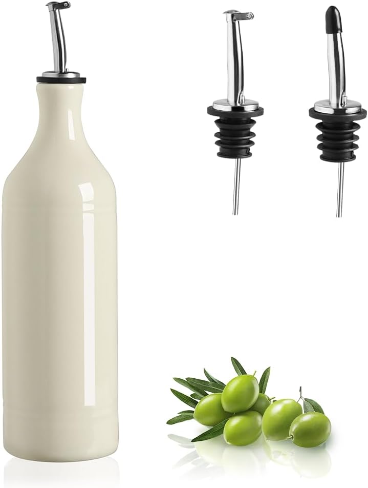 Sweejar Large Ceramic Olive Oil Dispenser Bottle, Opaque Oil Cruet Protects Oil to Reduce