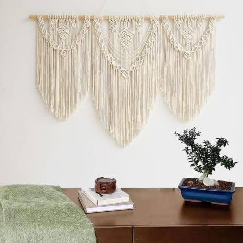 guzhiou large macrame wall hanging - Boho Tapestry Macrame Wall Decor Art- Chic Bohemian Handmade