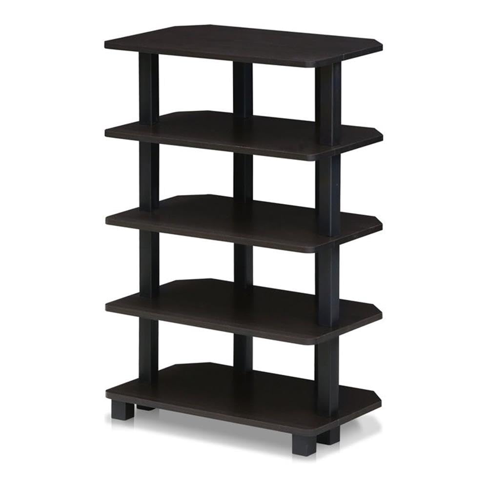 Furinno Turn-N-Tube Storage Shelves, 5-Tier Book Shelf, Corner Shelf, Toolless Open Shelves, for