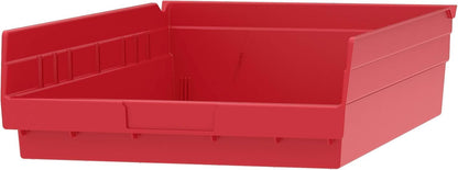 Akro-Mils 30178 Heavy Duty Plastic Shelf Bins, 18"x 11"x 4", Red, 12-Pk