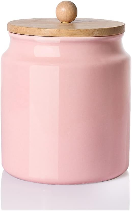 Sweejar Ceramic Kitchen Canisters, 28 FLOZ Porcelain Food Storage Jar with Airtight Seal Wooden
