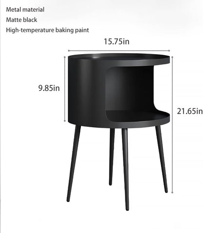 Modern Side Table,Round end Table with Open Storage,Metal nightstand,Bedside Table for Living