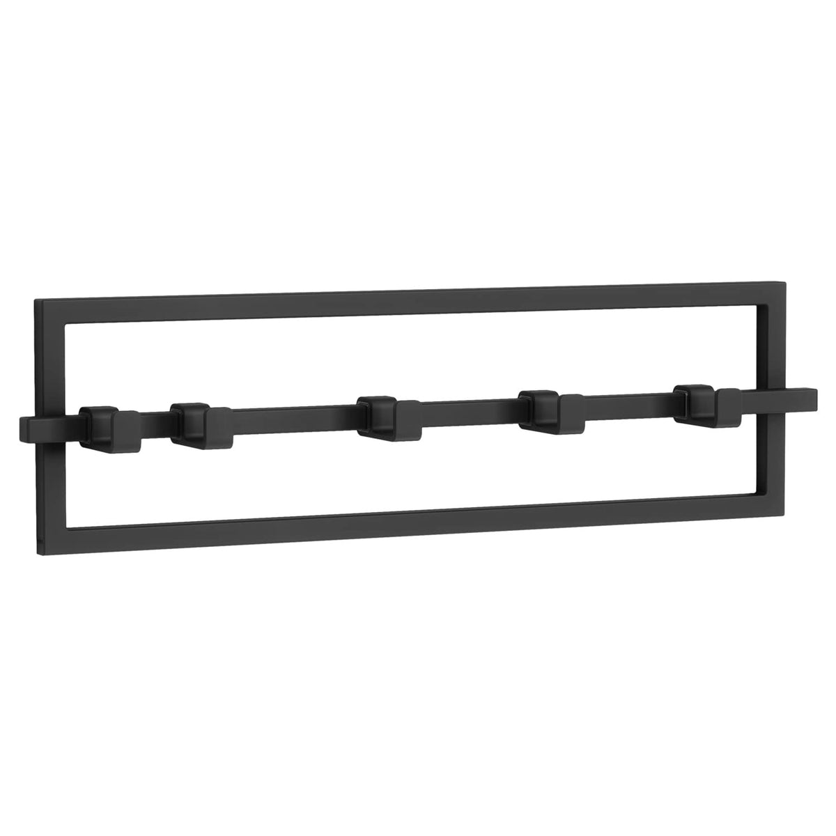 Umbra Cubiko Wall Hooks, Adjustable Steel Coat Rack, 5 Hook, Black