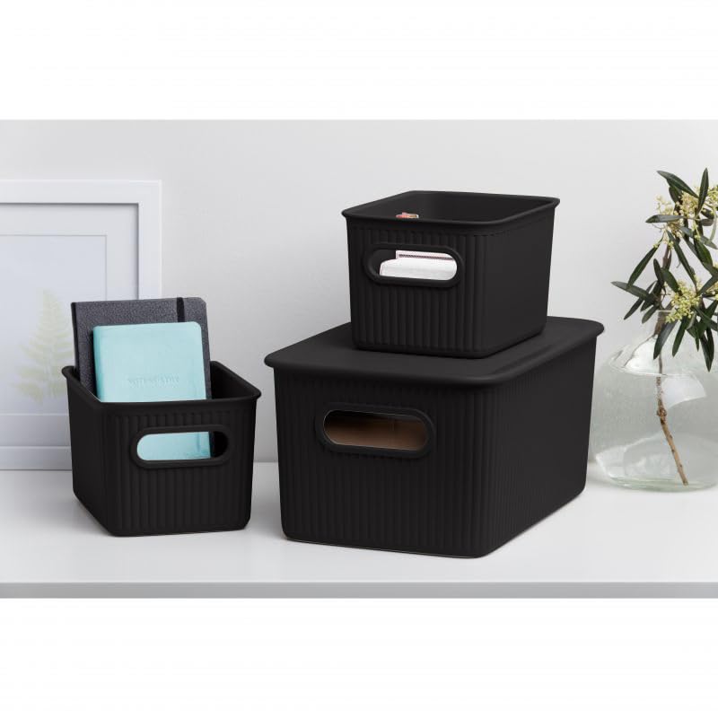Superio Decorative Plastic Basket Open Home Storage Bins Organizer Baskets, Small, Brown (8 Pack)