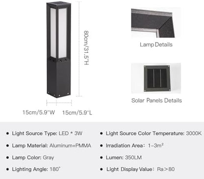 Solar Pathway Lights Outdoor, 32 Inch Modern Landscape Bollard Lighting Solar Powered Path Light