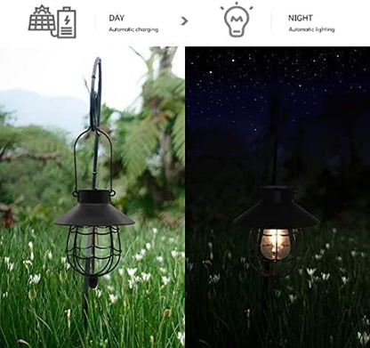 YAKii 6 Pack Solar Lantern Hanging Waterproof Outdoor Metal Solar Lamp with Warm White Light