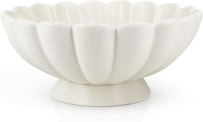Accessoryway 8" White Fluted Scalloped Decorative Bowls -Moderate Ceramic Fruit Bowl for Kitchen