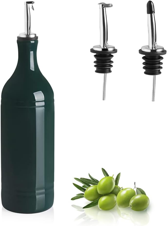 Sweejar Large Ceramic Oil Dispenser Bottle, Opaque Cruet Protects to Reduce Oxidation, Suitable for