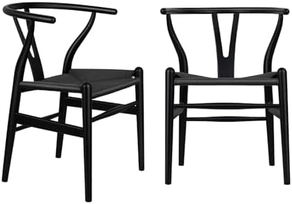 Wishbone Chair Natural Solid Wood Dining Chair/Hans Vegner Y Chair Rattan and Wood Accent Armrest