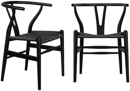 Wishbone Chair Natural Solid Wood Dining Chair/Hans Vegner Y Chair Rattan and Wood Accent Armrest