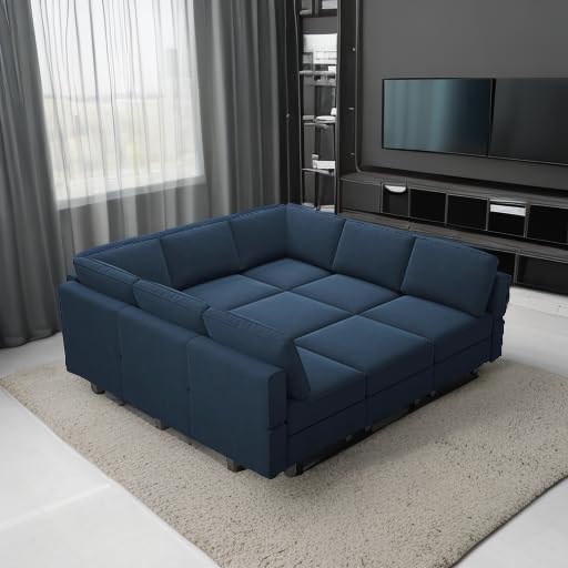 Belffin Modular Sectional Sofa with Ottomans Velvet Reversible Sleeper Sectional Sofa with Chaise