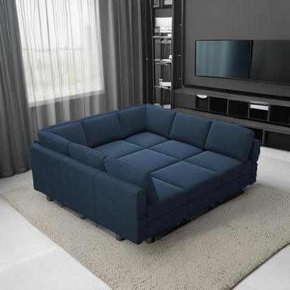 Belffin Modular Sectional Sofa with Ottomans Velvet Reversible Sleeper Sectional Sofa with Chaise