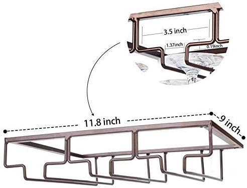 Wine Glass Rack - Under Cabinet Stemware Wine Glass Holder Glasses Storage Hanger Metal Organizer
