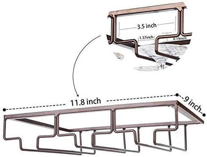Wine Glass Rack - Under Cabinet Stemware Wine Glass Holder Glasses Storage Hanger Metal Organizer