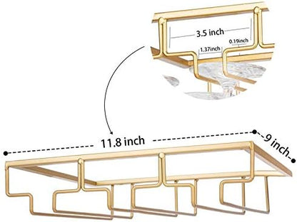 Wine Glass Rack - Under Cabinet Stemware Wine Glass Holder Glasses Storage Hanger Metal Organizer