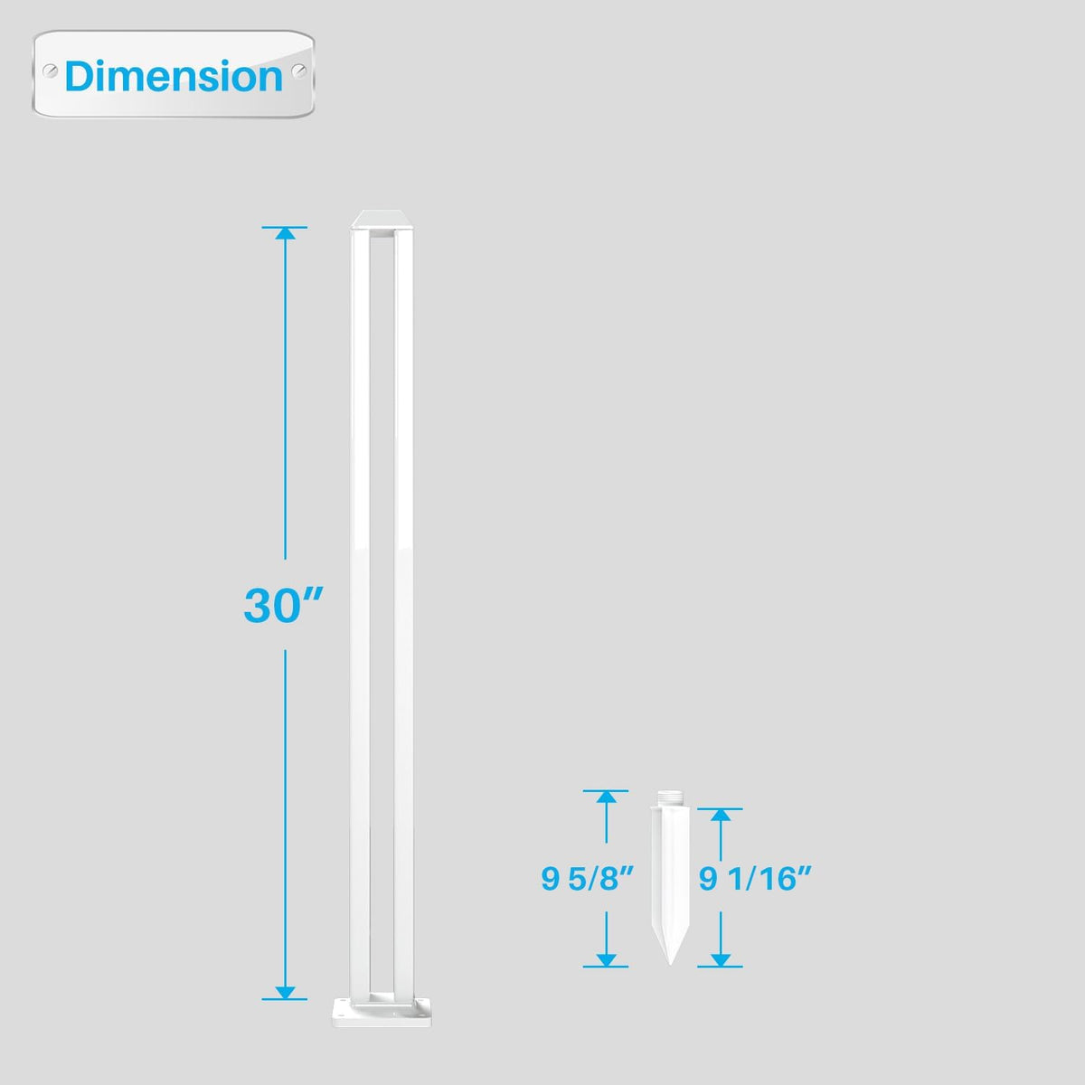 Patio Vinyl Picket Fence Post Kit 30" High for Straight PVC Decorative Fence, Installed in Muddy