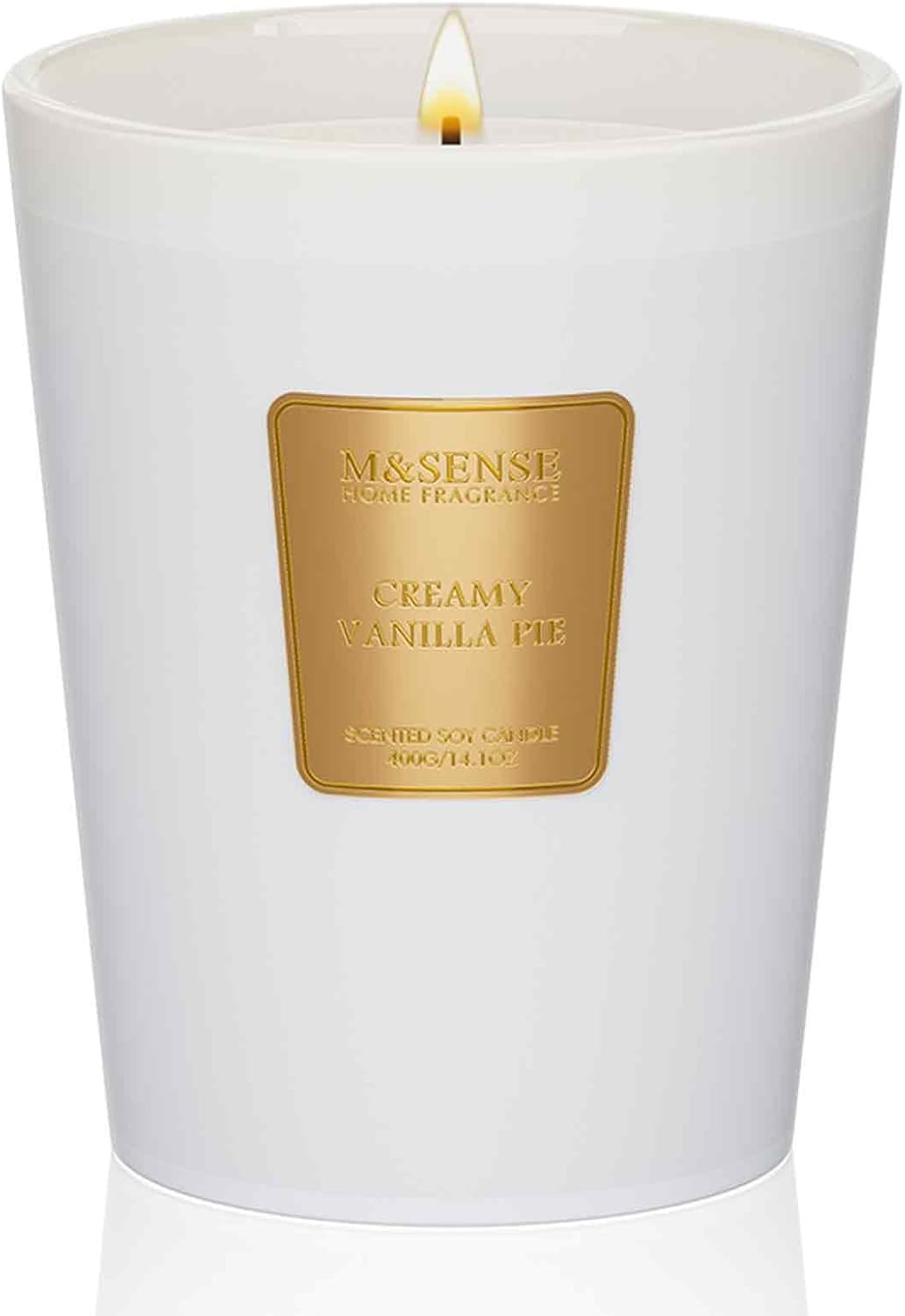 M&SENSE Creamy Vanilla Pie Scented Natural Soy Wax Candle, 14.1oz 60 Hours Long Lasting Slow
