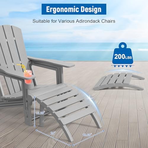 Adirondack Ottoman, All Weather Foot Rest for Adirondack Chair, HDPE Plastic Adirondack