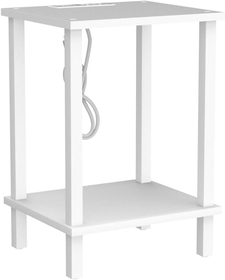TUTOTAK End Table with Charging Station, Set of 2, Small Side Table with Outlets, Nightstand