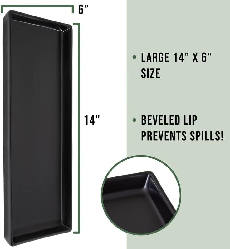 Home Beets Matte Black Ceramic Serving Platters (14 x 6 Inch Rectangle Plates) Serving Dishes for