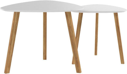 BAMEOS Bamboo Nesting Triangle End Table,Set of 2 Coffee Table Modern Minimalist Side Table for