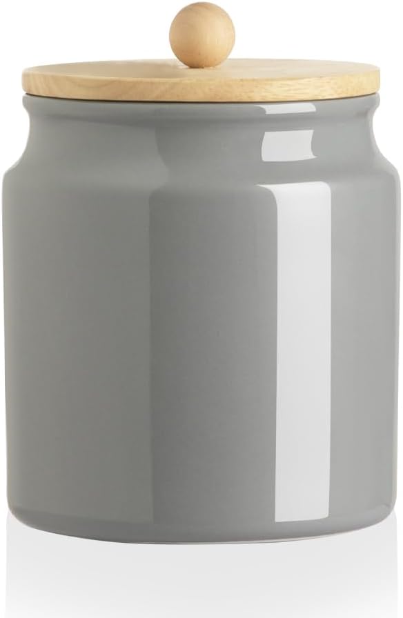 Sweejar Ceramic Kitchen Canisters, 28 FLOZ Porcelain Food Storage Jar with Airtight Seal Wooden