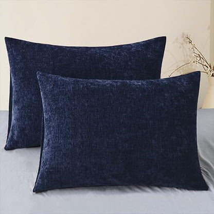 CaliTime Throw Pillow Covers Decorative 20 X 26 Inches Pack of 2 Cozy Chenille Standard Pillow