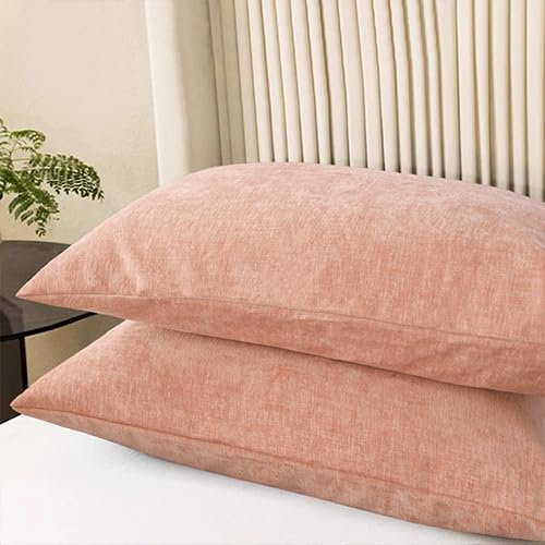 CaliTime Throw Pillow Covers Decorative 20 X 26 Inches Pack of 2 Cozy Chenille Standard Pillow
