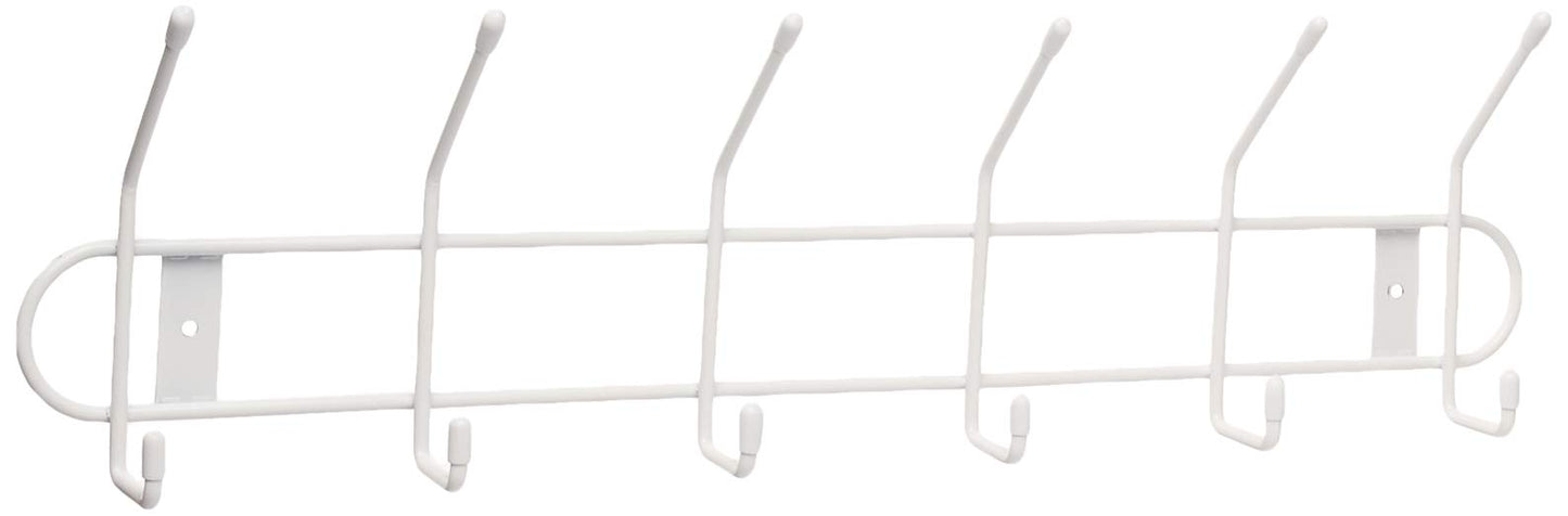 Spectrum 6 Hook Coat Rack Wall Mount for Entryway Closet Bathroom Garage, Sturdy Steel Wire Wall