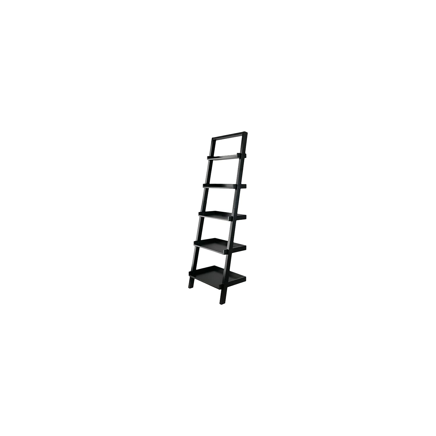 Winsome Bellamy 5-Shelf 69" H Leaning Bookcase, Black (29553)