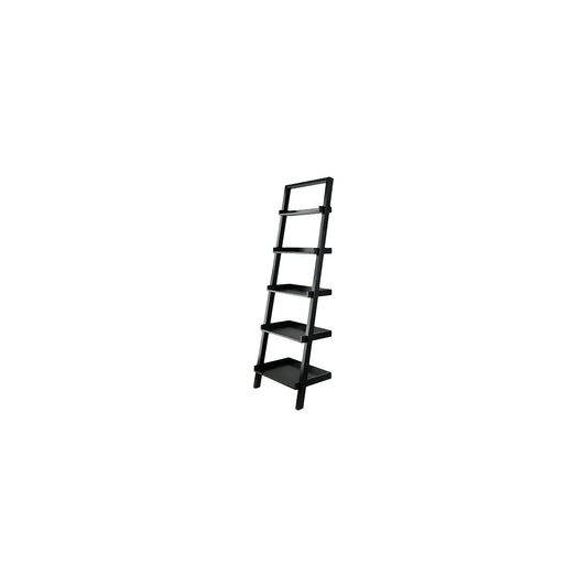Winsome Bellamy 5-Shelf 69" H Leaning Bookcase, Black (29553)