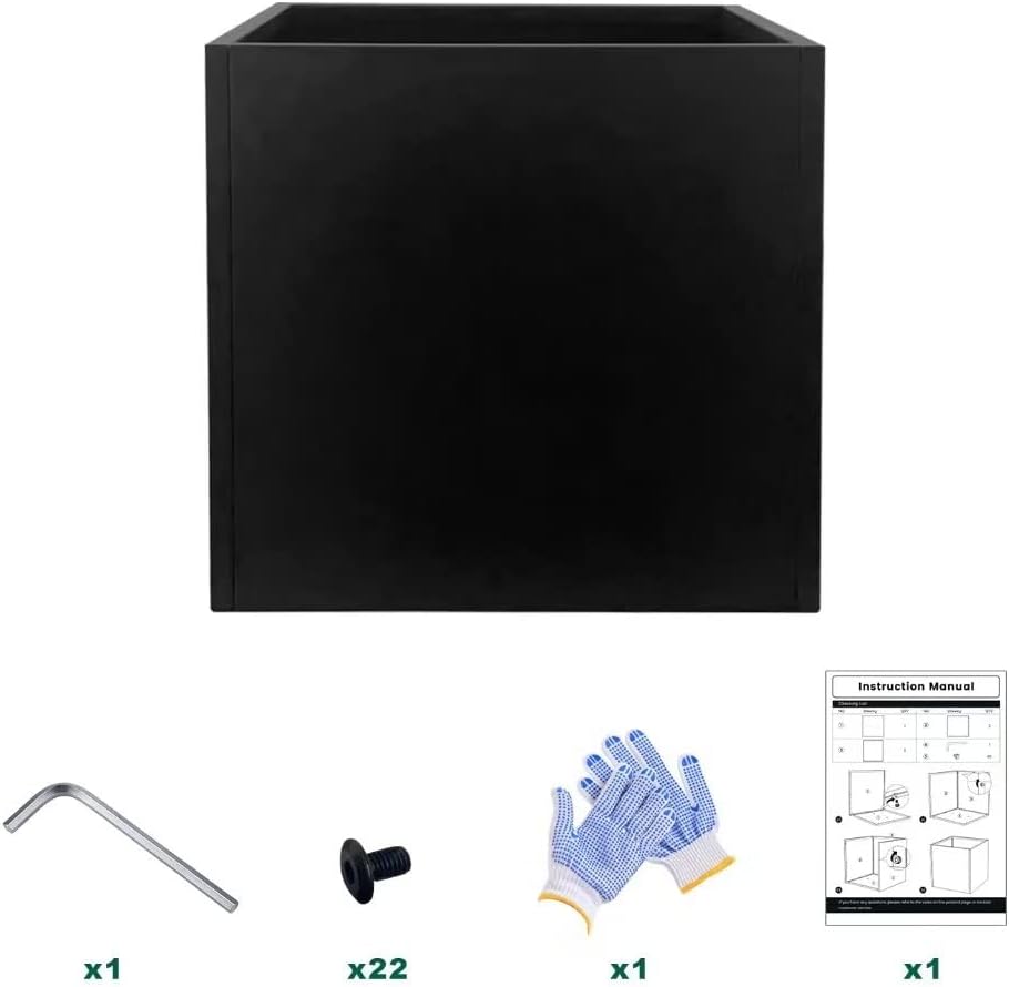Galvanized Steel Planter Box Black Metal Planter Large Square Indoor Outdoor Planters Cube Steel