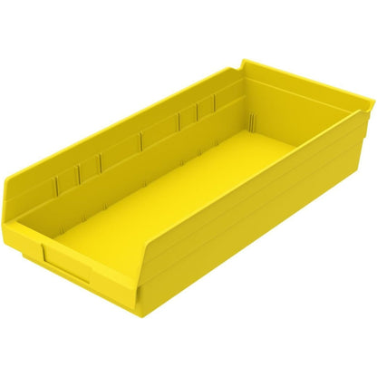 Akro-Mils 30158 Heavy Duty Plastic Shelf Bins, 18"x 8"x 4", Yellow, 12-Pack