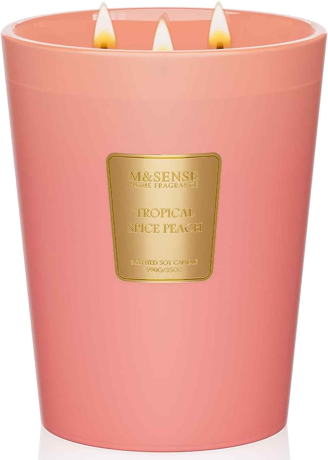 M&SENSE Tropical Spice Peach Scented 35oz 150H Burn Time, 3-Wick Natural Aromatherapy Candle Highly