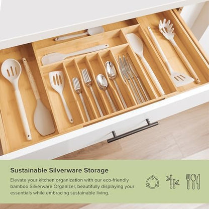 Premium Silverware, Flatware and Utensil Organizer for Kitchen Drawers, Food-Safe Contract Grade