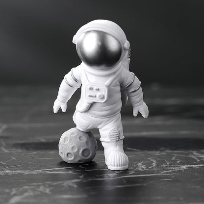 4 Pcs Silver White Astronaut Statues Set, Spaceman Sculpture Figurines Home Ornament Cake Toppers