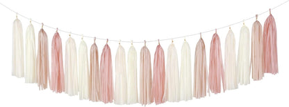 Champagne-Gold Beige Boho Party-Decorations Tassel-Garland - 20pc Fall Baby Shower Birthday Wedding
