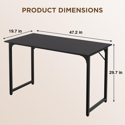 PayLessHere | 47 Inch Computer Desk | Black | Office Desk with Metal Frame, Adjustable Feet |