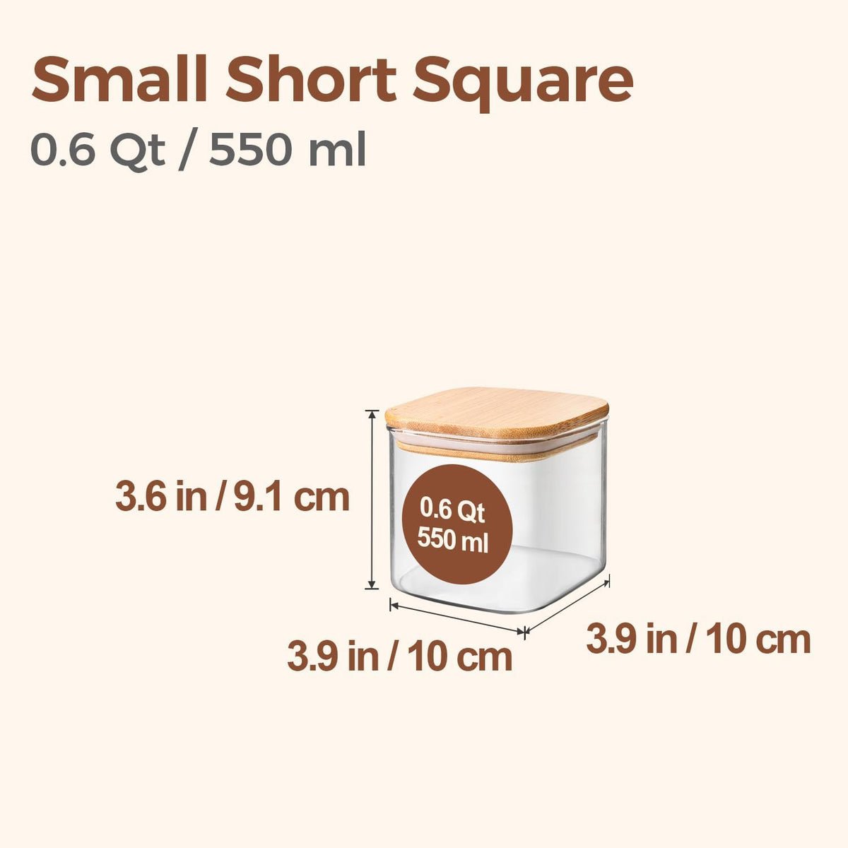 ComSaf 0.6 Qt Glass Food Storage Jars Set of 6, Clear Storage Containers with Airtight Lids, Pantry