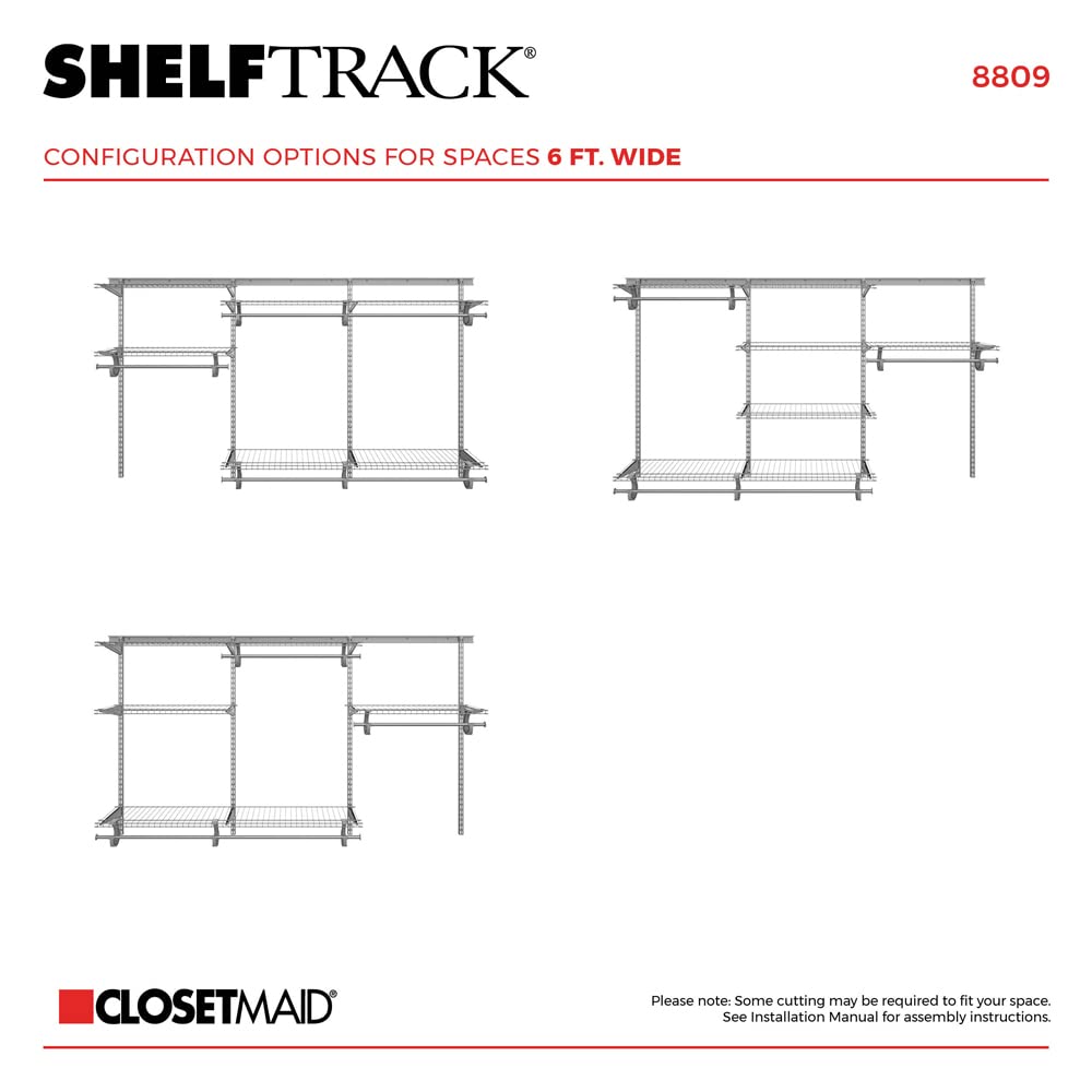 ClosetMaid ShelfTrack Wire Closet Organizer System, Adjustable from 5 to 8 Ft., With Shelves