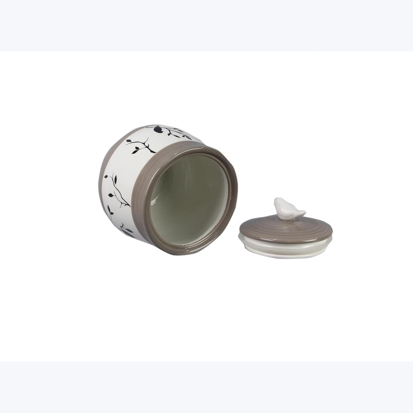 Young's Inc. 4 Pcs Set Botanical Ceramic Canisters- Storage Container for Kitchen and Bathroom