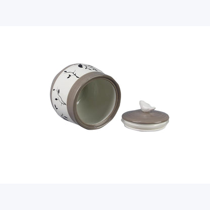 Young's Inc. 4 Pcs Set Botanical Ceramic Canisters- Storage Container for Kitchen and Bathroom