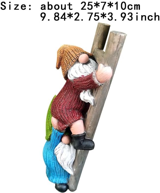 Garden Gnome Statue, Funny Climbing Ladder Gnomes Figurine Resin Sculpture Outdoor Decor for Patio