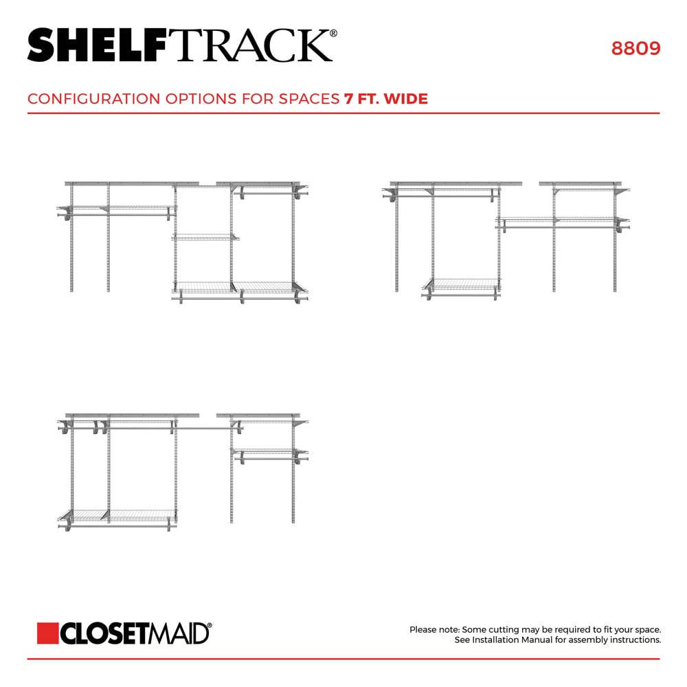 ClosetMaid ShelfTrack Wire Closet Organizer System, Adjustable from 5 to 8 Ft., With Shelves