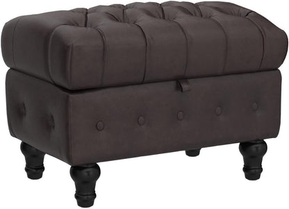 Artechworks Coffee Table Ottoman with Storage,Button Tufted PU Leather Upholstery Footstool Bed